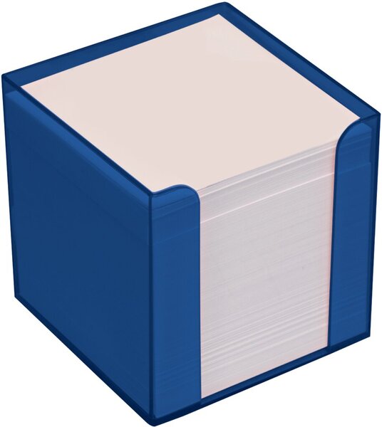 Image Büroring Zettelbox blau Kunststoff, 9x9x9cm, weißes Papier