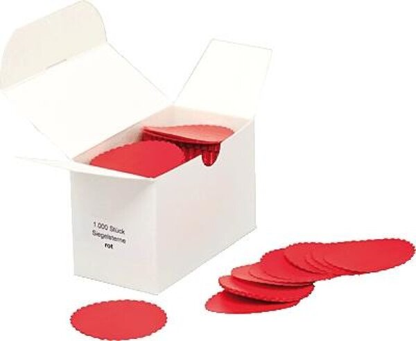 Image Siegelsterne rot, Ø 51 mm, gum. gewellter Rand