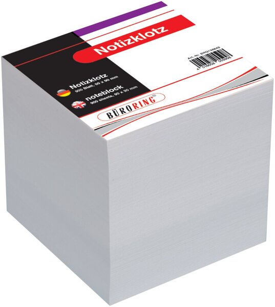 Image Büroring Notizklotz, weiß, ca. 700 Blatt, 90x90xmm, geleimt