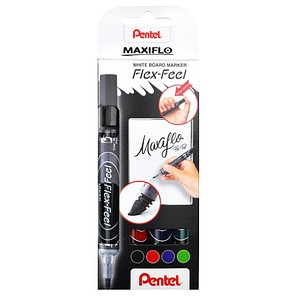 Image Pentel Whiteboardmarker Maxiflo Flex-Feel, 4er Set, Wischer