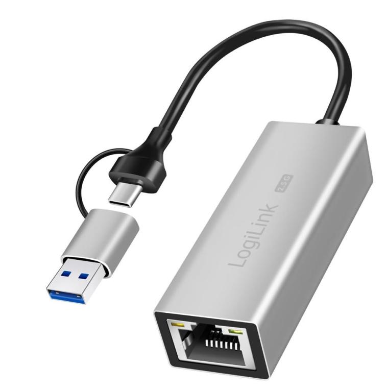 Image LOGILINK USB-A/-C auf 2.5G Ethernet-Netzwerkadapter grau (UA0422)