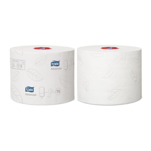 Image Toilettenpapier 2-lagig, 100 m, weiß "Tork Midi Advanced" | 27 Rollen für System T6, passender Spender 70152