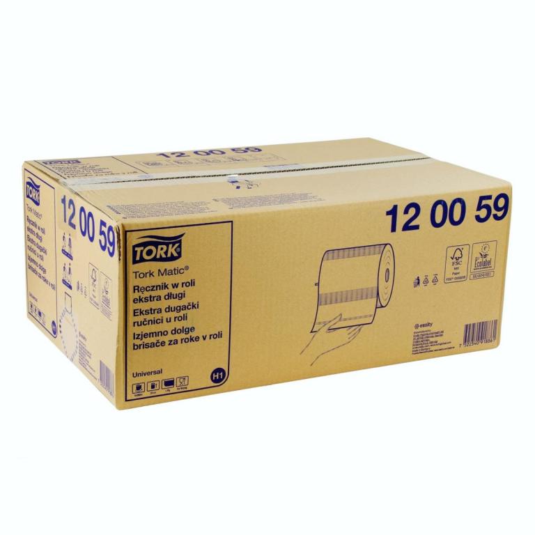 Image Papierhandtücher Putztuchrolle Außenabrollung 1-lagig, weiß, 280 m, "Tork Matic" | 6 Rollen passend für Artikel ||70282||