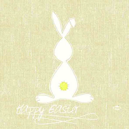 Image DUNI Zelltuch-Servietten 33 x 33 cm, 3-lagig, 1/4 Falz, 50 Stück/Pack | mit Motiv Fred Lunch-Serviette mit Ostermotiv: beige mit weissem Hase >>Abverkauf, dann Artikel nicht mehr lieferbar