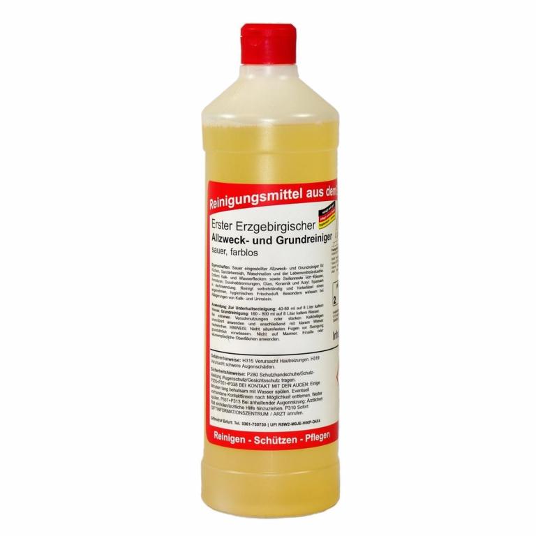 Image Erster Erzgebirgischer Allzweck- und Grundreiniger sauer, farblos | 1 Liter Rundflasche 