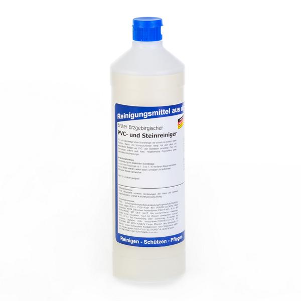 Image Erster Erzgebirgischer PVC- und Steinreiniger | 1 Liter Rundflasche starker Grundreiniger zur Entfernung von Beschichtungen und hartnäckigen Verschmutzungen