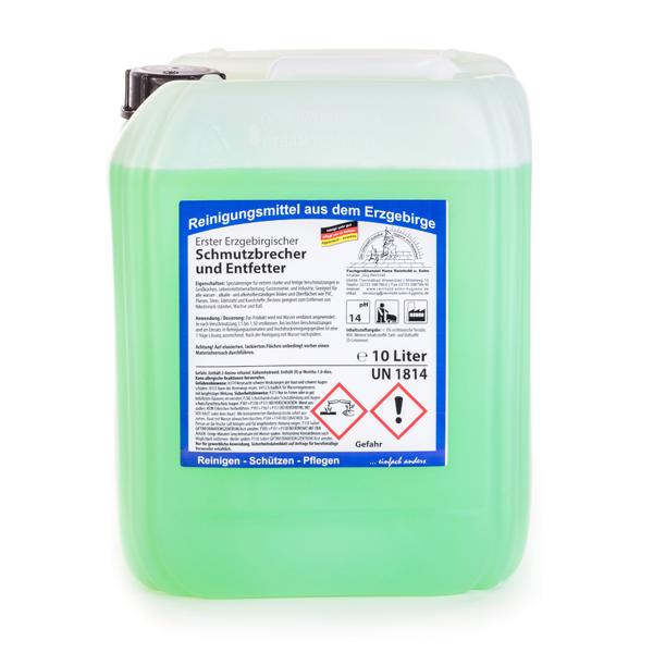 Image Erster Erzgebirgischer Schmutzbrecher und Entfetter | 10 Liter für extrem starke und fettige Verschmutzungen in Küchen und Industrie
