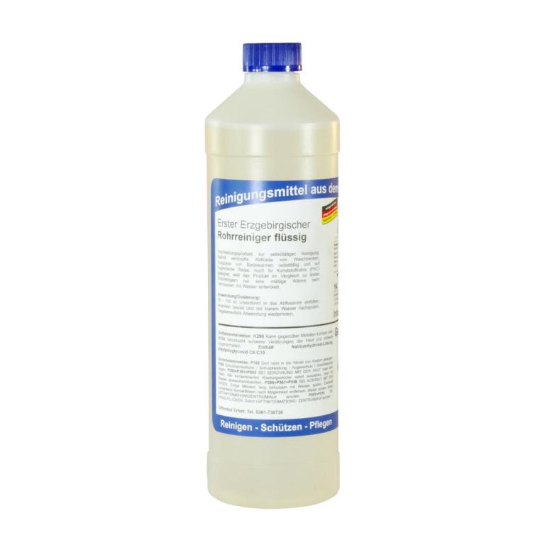 Image Erster Erzgebirgischer Rohrreiniger flüssig, alkalisch | 1 Liter 