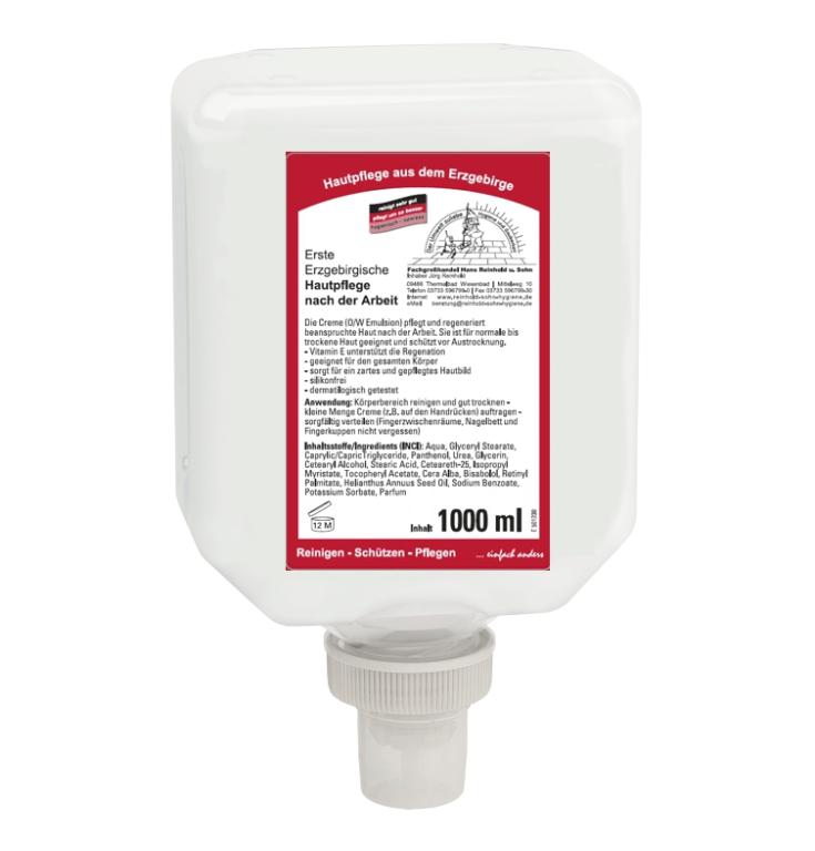 Image Erste Erzgebirgische Hautpflege nach der Arbeit | 1 Liter-Patrone passend für Spender 70334 (manuell) und 70485 (berührungslos)