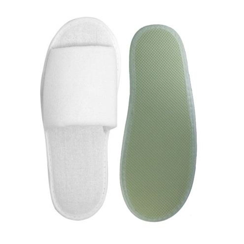 Image Badeslipper, Polyester-Velours vorn offen, 3 mm Kunststoffsohle, weiß | 100 Paar