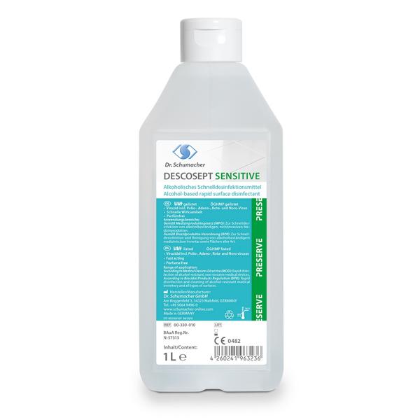 Image Descosept Sensitive -323DS- | 1 Liter alkoholisches Schnelldesinfektionsmittel für Medizinprodukte, medizinischem Inventar und Flächen aller Art+++ BIOZIDPRODUKTE VORSICHTIG VERWENDEN. VOR GEBRAUCH STETS ETIKETT UND PRODUKTINFORMATIONEN LESEN +++