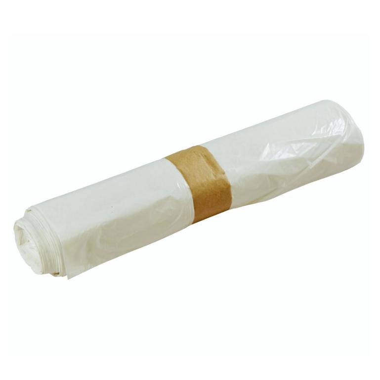 Image Müllbeutel  60 Liter, 18 µ, LDPE - Regenerat weiß, 630 x 850 mm | 40 Stück/Rolle Seitenfalte, Zertifizierung Blauer Engel