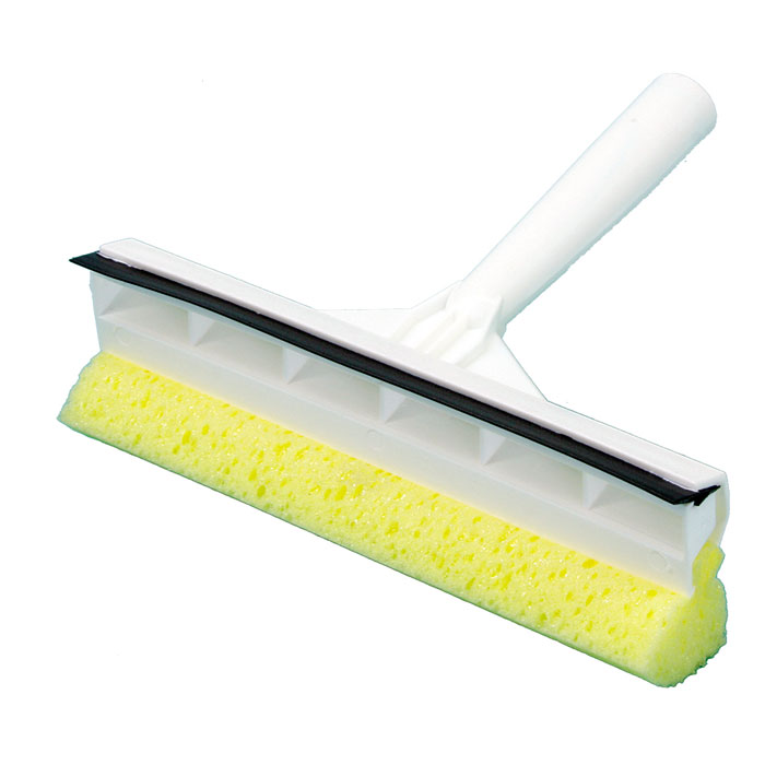 Image Fensterschwammwischer mit Griff | 20 cm weißGriff mit Einwascher (Schwamm) und Abzieher (Gummilippe)