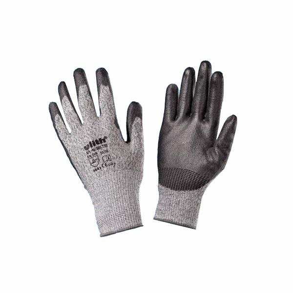 Image Arbeitsschutzhandschuhe/Schnittschutzhandschuhe "Ulith", grau/schwarz | Größe 9 (L) EN 388:2003, EN 420:2003, EN 511:2003 PU-Beschichtung auf den Handinnenflächen und Fingerspitzen, Strickbund