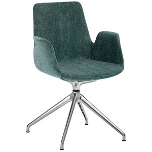 Image Mayer Besuchersessel myHELIOS petrol Aluminium poliert Stoff