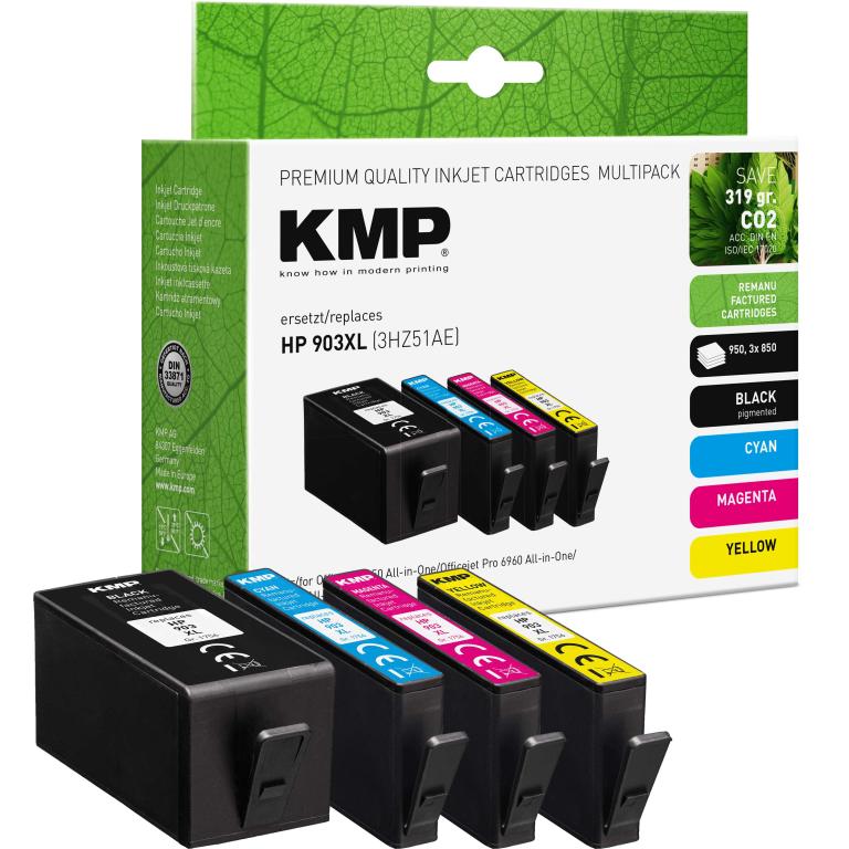Image KMP  schwarz, cyan, magenta, gelb Druckerpatronen kompatibel zu HP 903XL (3HZ51AE), 4er-Set