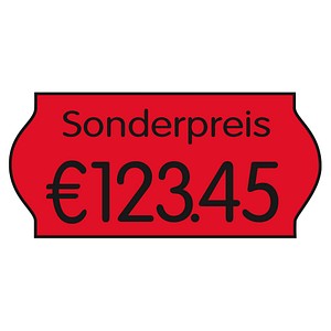 Image CreenLine Preisetiketten leuchtrot permanent 22,0 x 12,0 mm, 18 Rollen