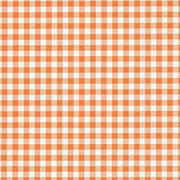 Image PAPER+DESIGN Zelltuch-Servietten 33 x 33 cm, 3-lagig, 1/4 Falz, 20 Stück/Pack | mit Motiv "New Vichy" orange/weiß Lunch-Serviette mit Ganzjahresmotiv: orange/weiß kariert