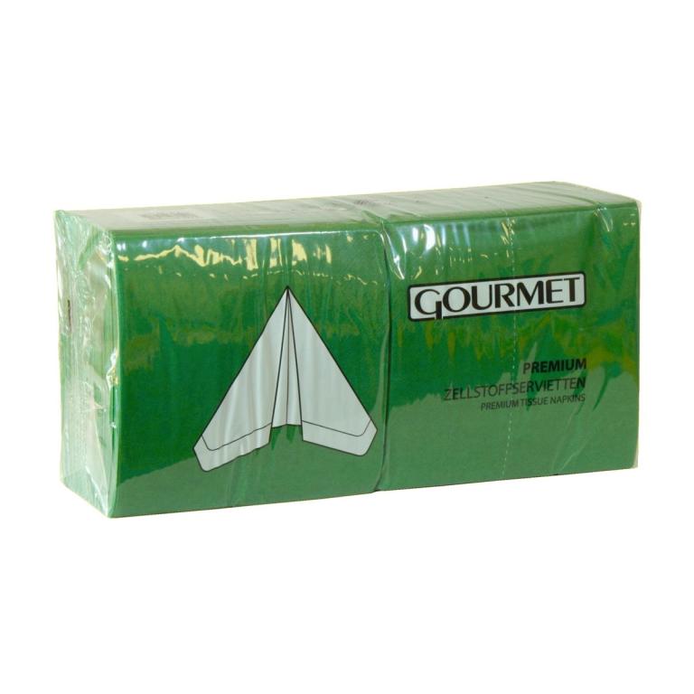Image Gourmet Premium Zelltuch-Servietten 33 x 33 cm, 3-lagig, 1/4 Falz, 250 Stück/Pack | Uni Dunkelgrün 