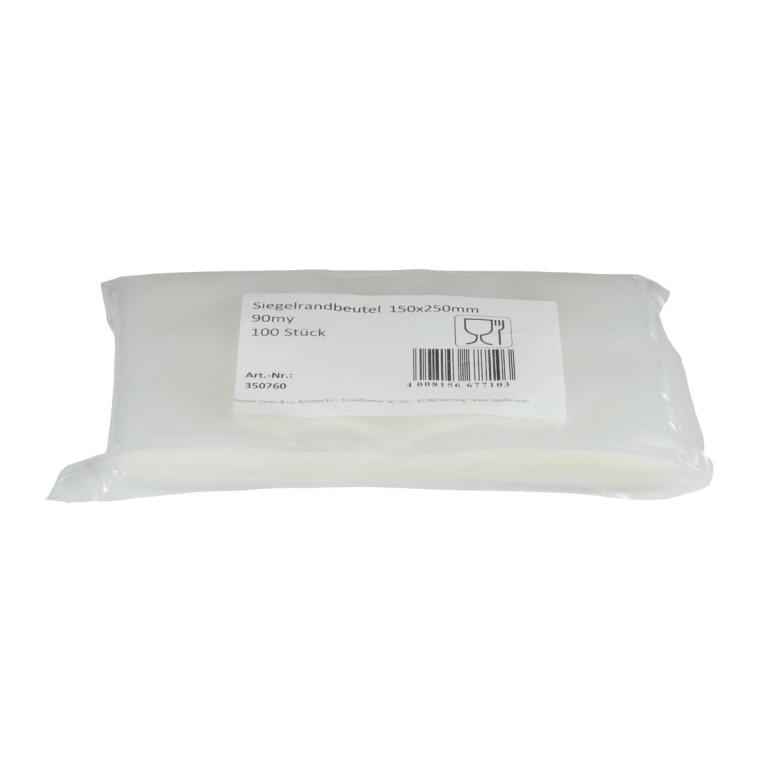 Image Siegelrandbeutel/Vakuumbeutel 150 x 250 mm, 90 µm | 1000 Stück 10 x100 Stück, -40 °C bis +80 °C, 100% lebensmittelecht