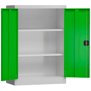 Image LÜLLMANN Stahlschrank ClassiX X-530325 lichtgrau, gelbgrün 92,0 x 42,0 x 120,0 cm, aufgebaut