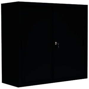 Image LÜLLMANN Schiebetürenschrank, 550149 tiefschwarz 2 Fachböden 120,0 x 45,0 x 109,0 cm