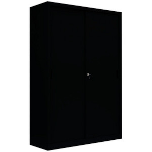 Image LÜLLMANN Schiebetürenschrank, 550169 tiefschwarz 4 Fachböden 120,0 x 45,0 x 195,0 cm