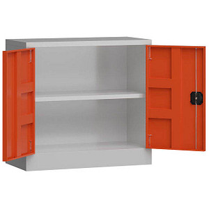 Image LÜLLMANN Stahlschrank ClassiX X-530304 feuerrot, lichtgrau 80,0 x 38,0 x 75,0 cm, aufgebaut
