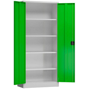 Image LÜLLMANN Stahlschrank ClassiX X-530335 lichtgrau, gelbgrün 80,0 x 38,0 x 180,0 cm, aufgebaut