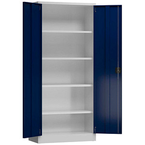 Image LÜLLMANN Stahlschrank ClassiX X-530331 enzianblau, lichtgrau 80,0 x 38,0 x 180,0 cm, aufgebaut