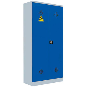 Image LÜLLMANN Umweltschrank 566251 enzianblau, lichtgrau 91,6 x 42,2 x 195,0 cm, aufgebaut