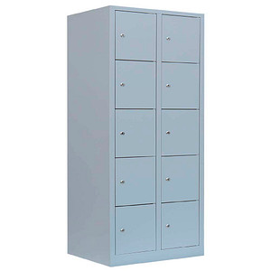 Image LÜLLMANN Schließfachschrank lichtgrau 523920, 10 Schließfächer 80,0 x 50,0 x 190,0 cm