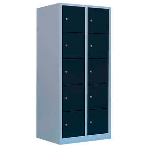 Image LÜLLMANN Schließfachschrank anthrazit, lichtgrau 523928, 10 Schließfächer 80,0 x 50,0 x 190,0 cm