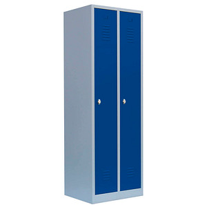 Image LÜLLMANN Spind enzianblau, lichtgrau 510121, 2 Schließfächer 60,0 x 50,0 x 180,0 cm