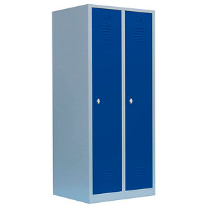 Image LÜLLMANN Spind enzianblau, lichtgrau 515121, 2 Schließfächer 80,0 x 50,0 x 180,0 cm