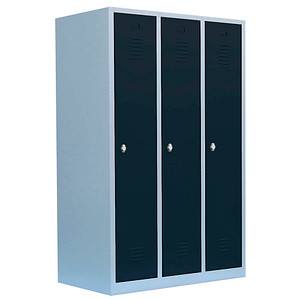 Image LÜLLMANN Spind anthrazit, lichtgrau 515138, 3 Schließfächer 118,5 x 50,0 x 180,0 cm