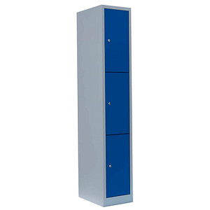 Image LÜLLMANN Schließfachschrank enzianblau, lichtgrau 520311, 3 Schließfächer 31,5 x 50,0 x 180,0 cm