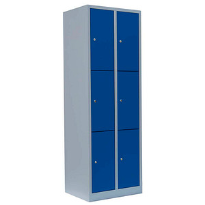 Image LÜLLMANN Schließfachschrank enzianblau, lichtgrau 520321, 6 Schließfächer 60,0 x 50,0 x 180,0 cm