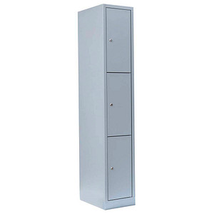 Image LÜLLMANN Schließfachschrank lichtgrau 520310, 3 Schließfächer 31,5 x 50,0 x 180,0 cm