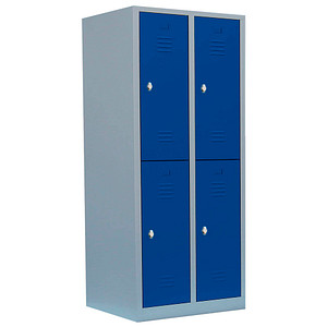 Image LÜLLMANN Spind enzianblau, lichtgrau 523221, 4 Schließfächer 80,0 x 50,0 x 180,0 cm