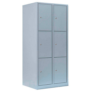 Image LÜLLMANN Schließfachschrank lichtgrau 523320, 6 Schließfächer 80,0 x 50,0 x 180,0 cm