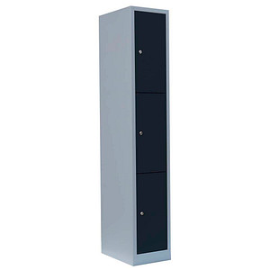 Image LÜLLMANN Schließfachschrank anthrazit, lichtgrau 520318, 3 Schließfächer 31,5 x 50,0 x 180,0 cm