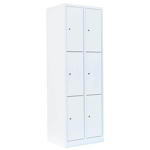 Image LÜLLMANN Schließfachschrank signalweiß 520327, 6 Schließfächer 60,0 x 50,0 x 180,0 cm