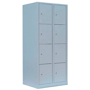 Image LÜLLMANN Schließfachschrank lichtgrau 523420, 8 Schließfächer 80,0 x 50,0 x 180,0 cm