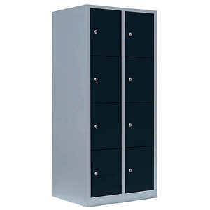 Image LÜLLMANN Schließfachschrank anthrazit, lichtgrau 523428, 8 Schließfächer 80,0 x 50,0 x 180,0 cm