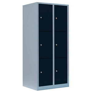 Image LÜLLMANN Schließfachschrank anthrazit, lichtgrau 523328, 6 Schließfächer 80,0 x 50,0 x 180,0 cm
