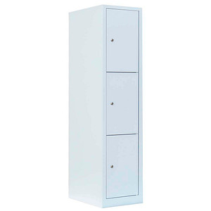 Image LÜLLMANN Schließfachschrank signalweiß 523317, 3 Schließfächer 41,5 x 50,0 x 180,0 cm
