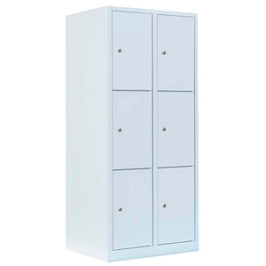 Image LÜLLMANN Schließfachschrank signalweiß 523327, 6 Schließfächer 80,0 x 50,0 x 180,0 cm