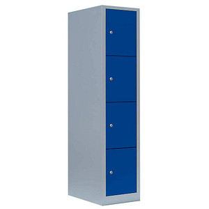 Image LÜLLMANN Schließfachschrank enzianblau, lichtgrau 523411, 4 Schließfächer 41,5 x 50,0 x 180,0 cm