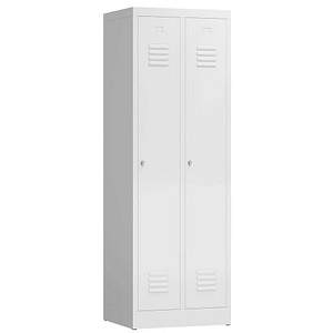 Image LÜLLMANN Spind ClassiX signalweiß X-510127, 2 Schließfächer 59,0 x 50,0 x 180,0 cm